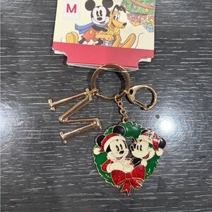 Disney Mickey and Minnie Holiday Keychain - Gold and Green